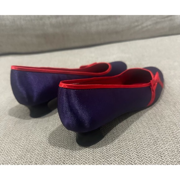 Grasshoppers Red Hat Society Purple Satin Bow Heels Women's Size 6.5 - Picture 3 of 10
